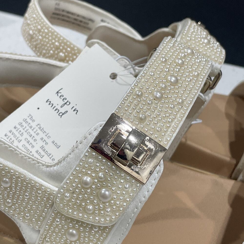 Footbed Sandals Pearls Tan 6.5 NWT in Box - A New Day